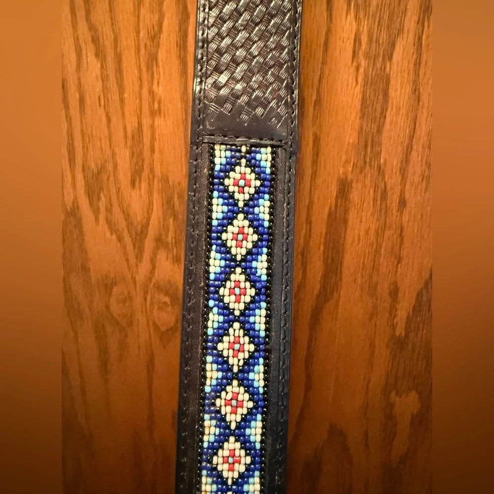 Black Beaded Leather Nocona Women's Belt